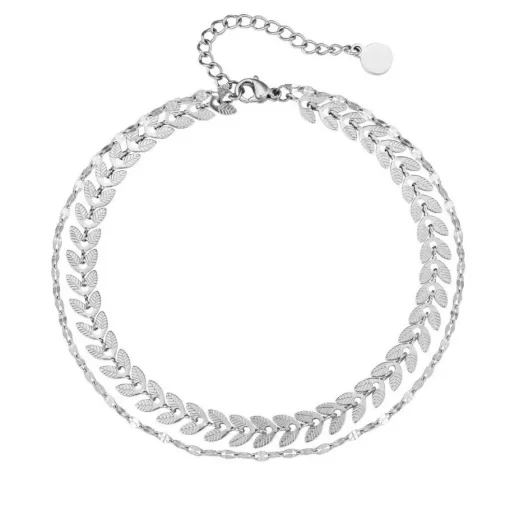 Anna K Jewelry - Fotlänk Blad DBL Stål