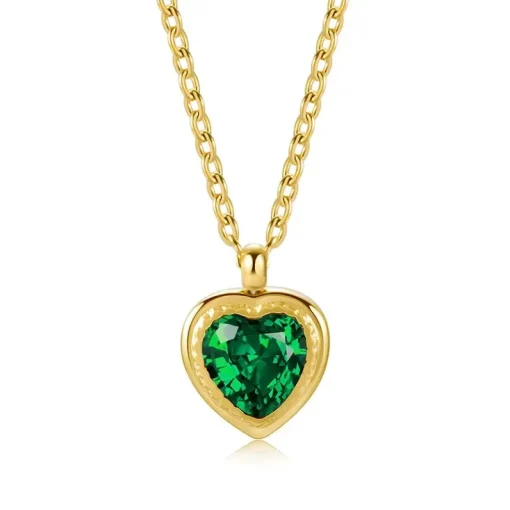 Anna K Jewelry - Halsband Crystal Heart Grön