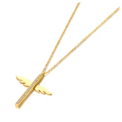 Anna K Jewelry - Halsband Wing Cross Guld