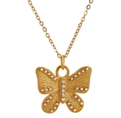 Anna K Jewelry - Halsband Fashion Pearl Butterfly