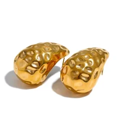 Anna K Jewelry - Örhängen Chunky Drop Hammered Guld