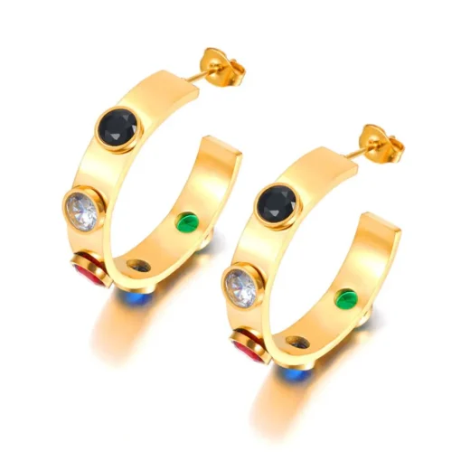 Anna K Jewelry - Örhängen Sparkling Round Guld Mix