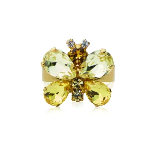 Caroline Svedbom - Ring Butterfly Guld Yellow Combo