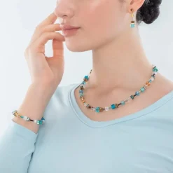 Coeur De Lion - Armband Geocube Iconic Turquoise Guld
