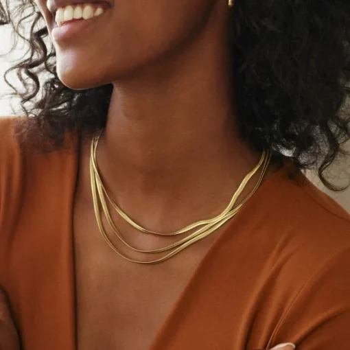 Edblad - Halsband Herringbone Triple Guld