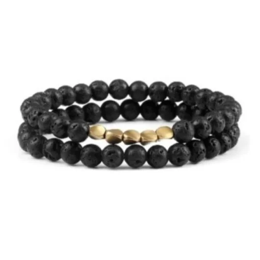 Eron - Armband 2-pack Guld Lavasten