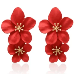 Fashion - Örhängen Dubbla Blommor Röd