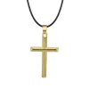 Highnose 925 - Halsband Läder Kors Plain Guld