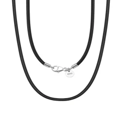 Highnose 925 - Halsband Läder Kors Plain Silver