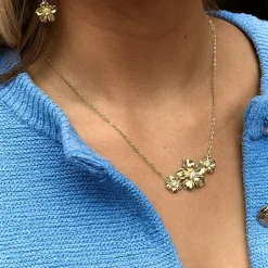Ioaku - Halsband La Fleur Multi Pendent Guld