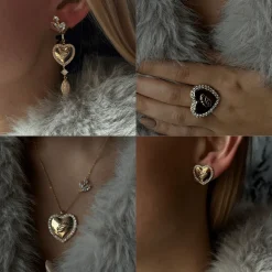 Ioaku - Örhängen Heart of Mistletoe Guld