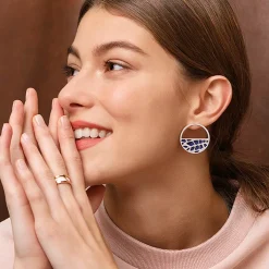 Les Georgettes - Örhängen Ring 30 Perroquet Silver CZ