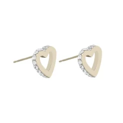Snö of Sweden Örhängen Connected Stud Heart Guld