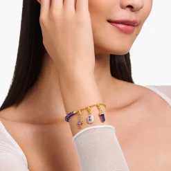 Thomas Sabo - Berlock Charm Club Hexagon Guld Lila